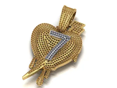 7 heart pendant 3D print model 3D print model purchase