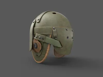 Vintage Tankers Helmet Game Ready Low-poly 3D model