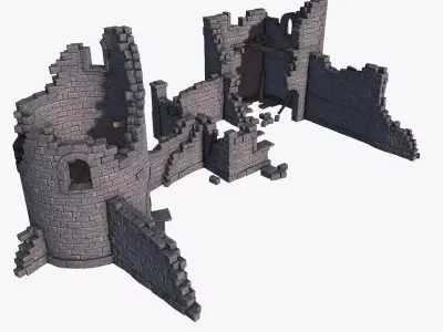 Castle Ruins Low-poly 3D model