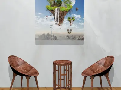 Canvas Art Surreal Floating Island Low-poly 3D model