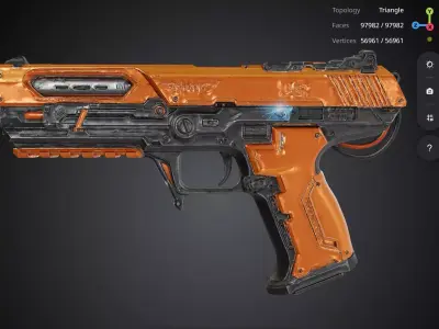 Orange Pistol 3D model 2