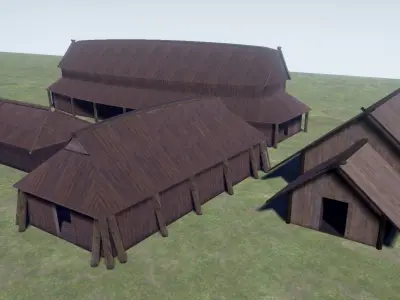 Vikings Norse reallistic architecture pack Low-poly 3D model