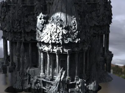 Mountain Castle Retreat Kitbash 4 3D model