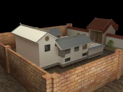 Chinese ancient courtyard  house 3D model