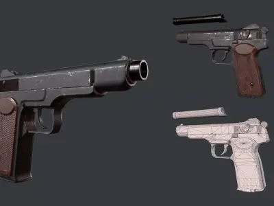 Stechkin Gun Low-poly 3D model