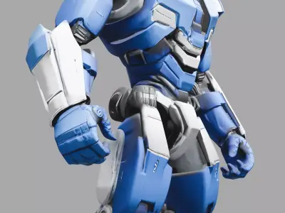 Blue Silver Sci Fi Mech Robot 3D model