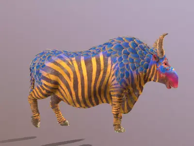 Mythical Zebra COW WALKING Fashion 3D model