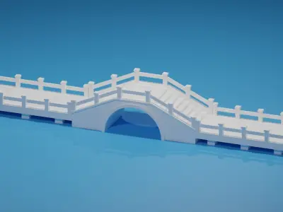 Cartoon Chinese Stone Bridge Low-poly 3D model