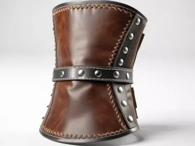 Worn Leather Gauntlet Steel Plates 3D model