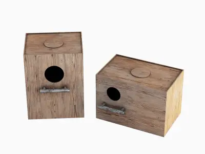Wooden Birdhouse E 03 Low-poly 3D model
