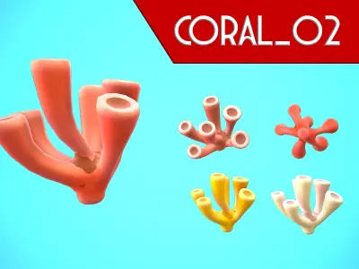 CORAL 02 CARTOON STYLIZED Low-poly 3D model