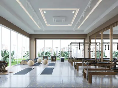 Pilates Reformer Studio Interior 3D model