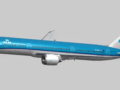 Boeing 787-9 KLM Royal Dutch Airlines Low-poly 3D model