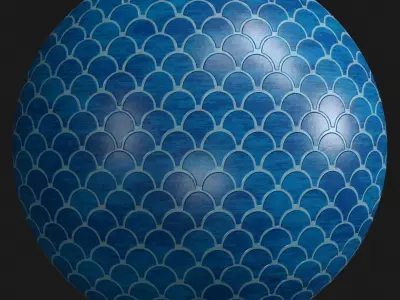 Materials 14- Fish scale tiles PBR 3D model