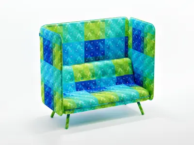 Two Seater Sofa with Writing Acoustic Screen - Koenig Neurath 3D model