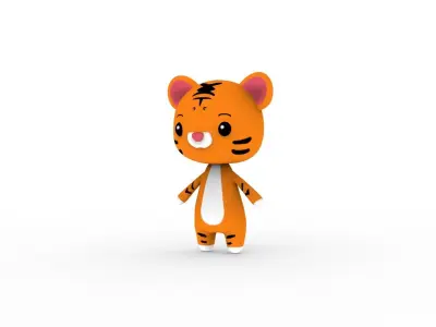 Cartoon Tiger v002 character 3D model