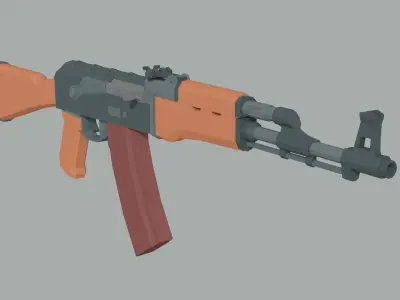 AK 74 Lowpoly gun In 4 colors Low-poly 3D model