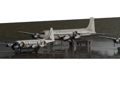 DOUGLAS DC-3 DOUGLAS DC-4 and VICKERS VISCOUNT V-700 3D model