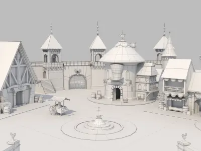 Old village Low-poly 3D model
