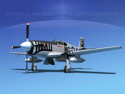 North American P-51B Mustang V03 3D model