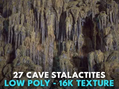 27 Low poly Cave Stalactites 250208 Free 3D model