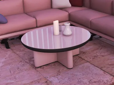 Contemporary Coffee and End Table with Props Low-poly 3D model