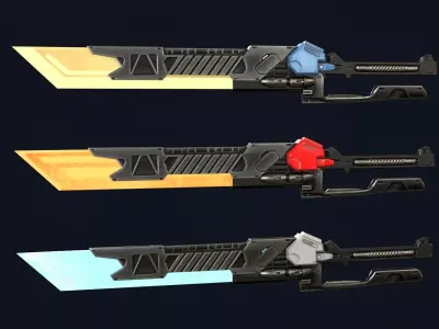 Cyber Berserker Sword Low-poly 3D model