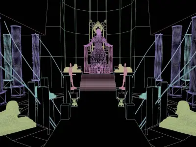 Queen Throne Room of Ancient Egyptian Hall with Sacred Bridge 3D model