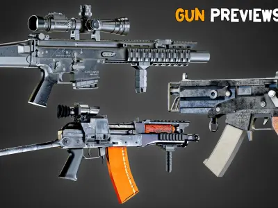 20 Game-Ready Modern Gun and Texture Vol 13 Low-poly 3D model
