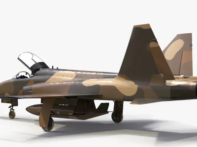 Sand Camouflaged Military Fighter Jet Rigged for Maya 3D model purchase