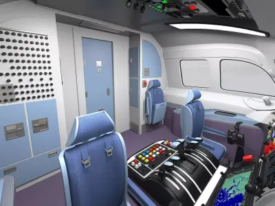 Cockpit interior of plane Low-poly 3D model