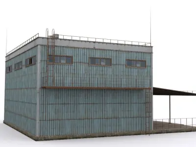 Hangar military building Low-poly 3D model