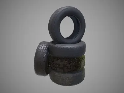 Low poly Tire 04 PBR Game-ready Low-poly 3D model