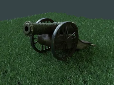 Cannon ceremonial black dust with projectile 3D model