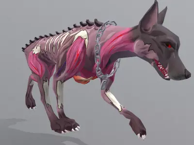 Hybrid Police Dog DoberMan Walk Cycle 3D model