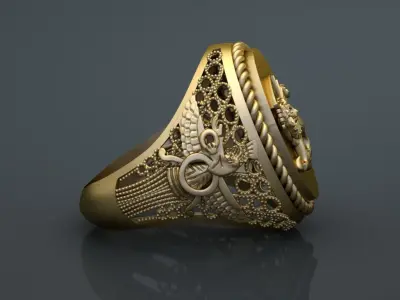 Lion and sun and Farvahar Ring 3D print model