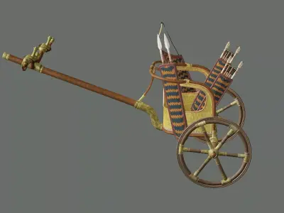 Chariot Wooden Cart Low Poly 3D Model Low-poly 3D model purchase