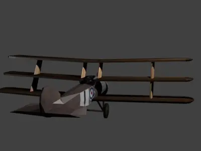 Triplane airplane Low-poly 3D model