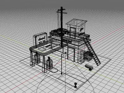 Low Poly Gas Station Scene Free low-poly 3D model