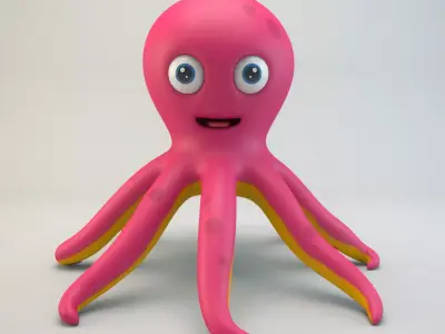 Cartoon Octopus Low-poly 3D model