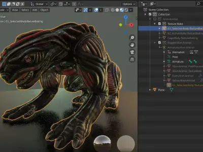 Alien Animal Re-Texture-Baked in Blender-2-81a Free low-poly 3D model