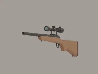 Sniper Rifle Low-Poly Low-poly 3D model