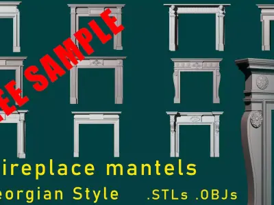 10 Fireplace mantel in Georgian Style 3D model Free Sample Free 3D model