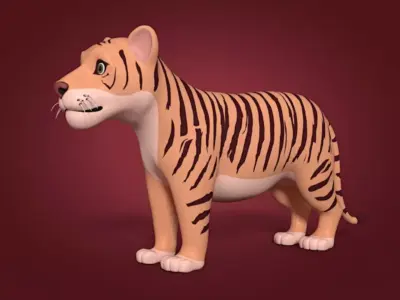 Cartoon Tiger Cub Free low-poly 3D model
