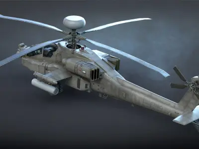 AH-64 Apache Low-poly 3D model