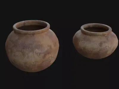 old Vases set 4 Low-poly 3D model