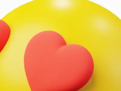Fell in Love Yellow Ball Emoticon Emoji or Smiley 3D model