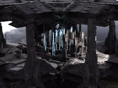 Elven Sci Fi city Courtyard massive 2 3D model