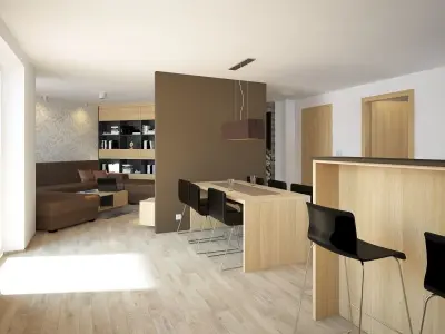 Apartment bathroom with two sinks and skylight 3D model