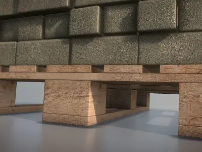 EUR Wood Pallet with Paving Stones High-Poly 3D model